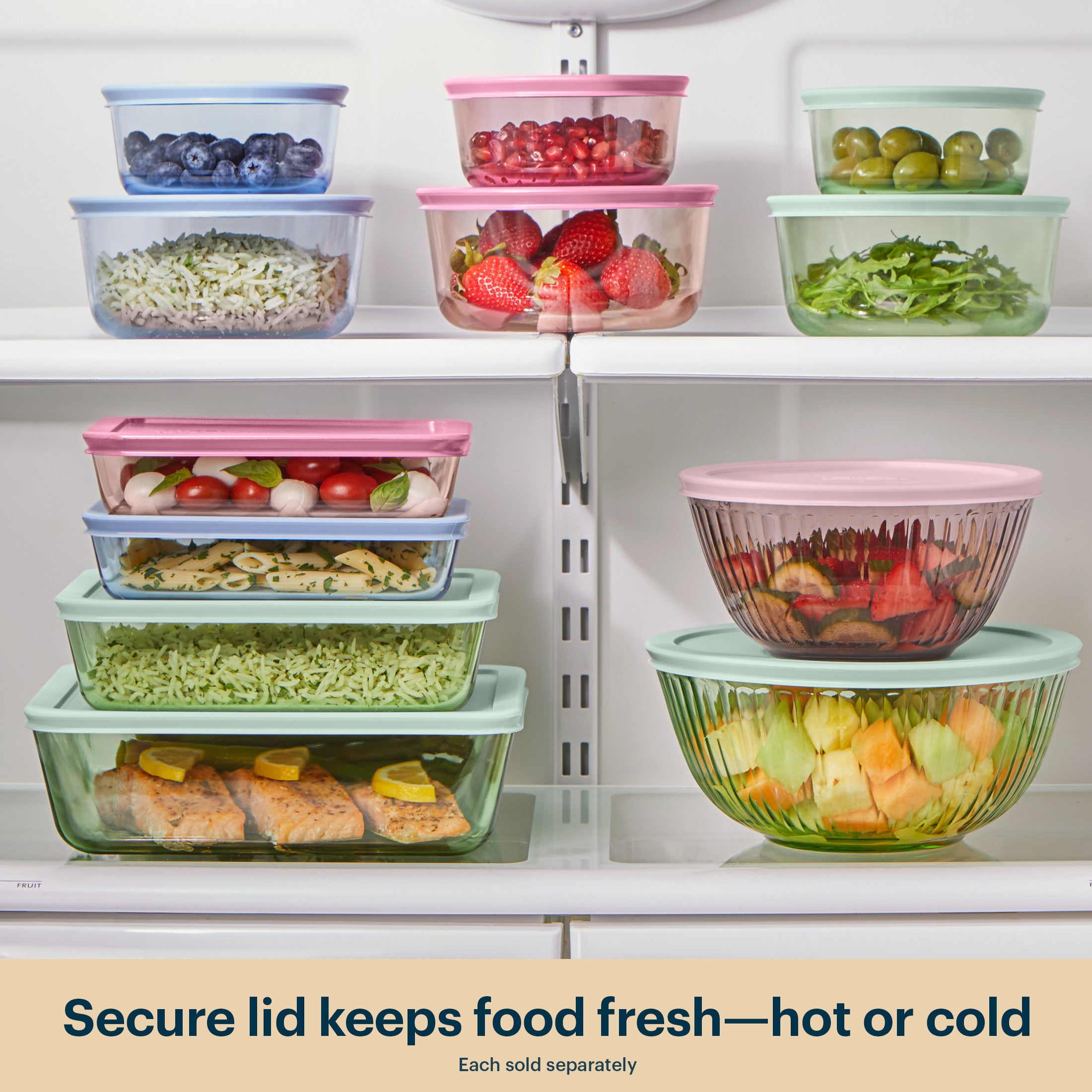 Pyrex® Simply Store® Tinted Glass 3-cup Rectangle Storage Containers. 4-pc Set. Mixed Colors - Image 6