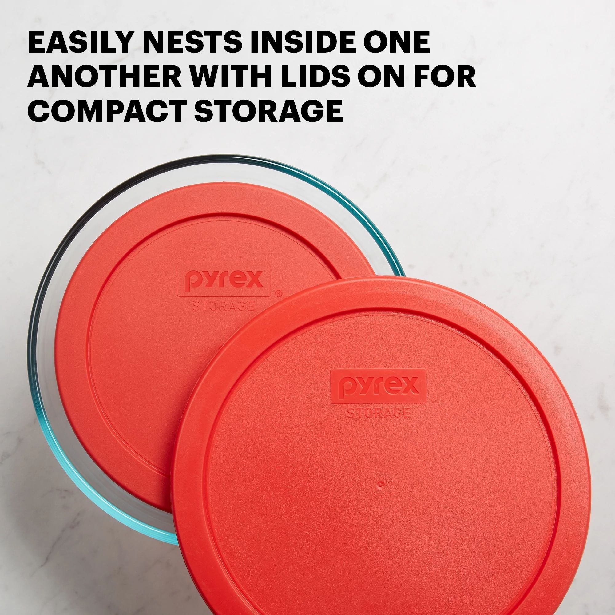 Pyrex? Simply Store? 6-piece Round Glass Storage Set with Red Lids - Image 5