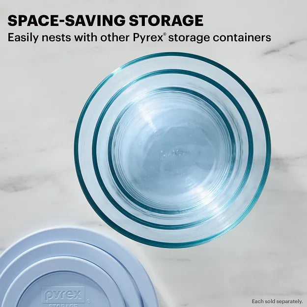 Pyrex? Simply Store? Tinted 7-cup Round Storage with Blue Plastic Lid - Image 4