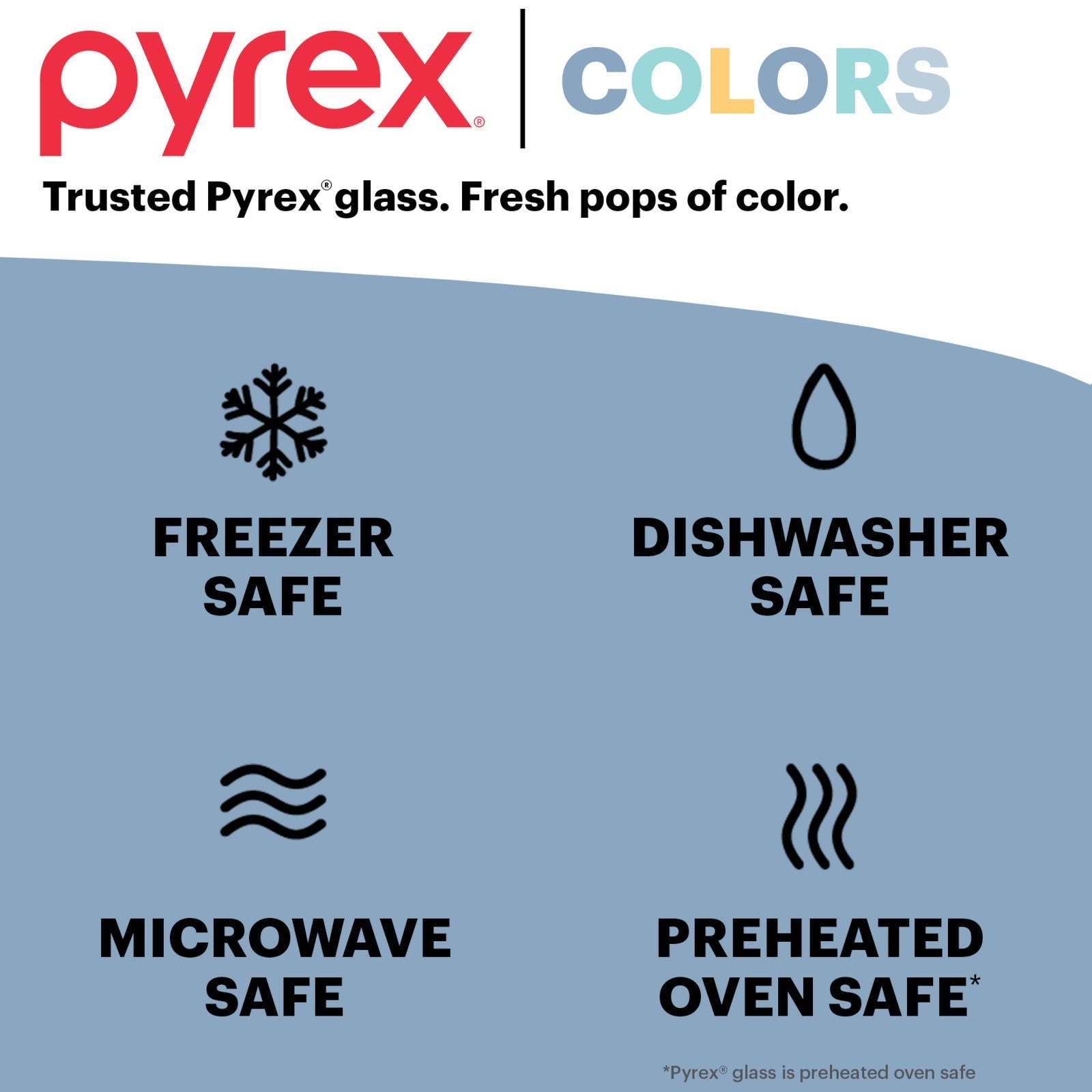 Pyrex® Simply Store® Tinted 10-piece Round Storage Set with Blue Plastic Lids - Image 6